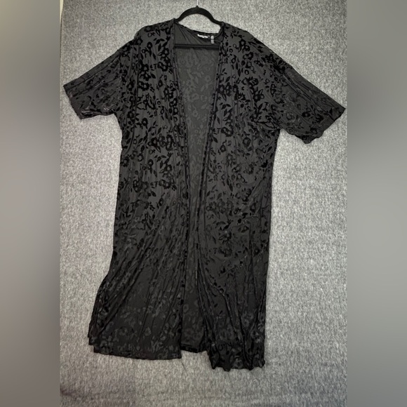 Elliott & vine Open Front Kimono Sheer Black Velvet Floral Size 2X Witchy Whimsi - Picture 3 of 12